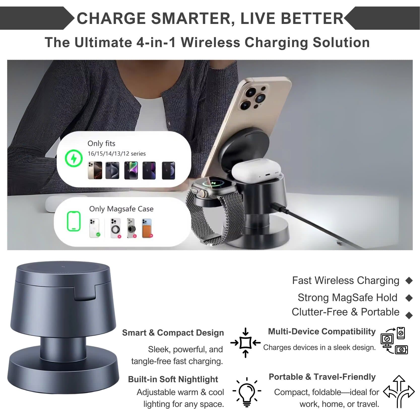 Alpohub™ MagDock Pro 4-in-1 Charging Station